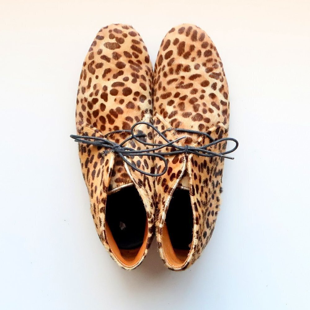 Isabel Marant Etoile Leopard Cheetah Calf Hair Lace-up Ankle Boots Booties 7.5 - Picture 4 of 16